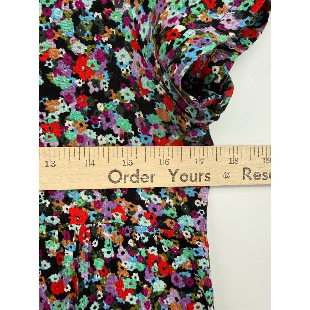 Maeve Dress Womens XS Black Purple Floral Short Sleeve Colorful Garden Party - Picture 5 of 8